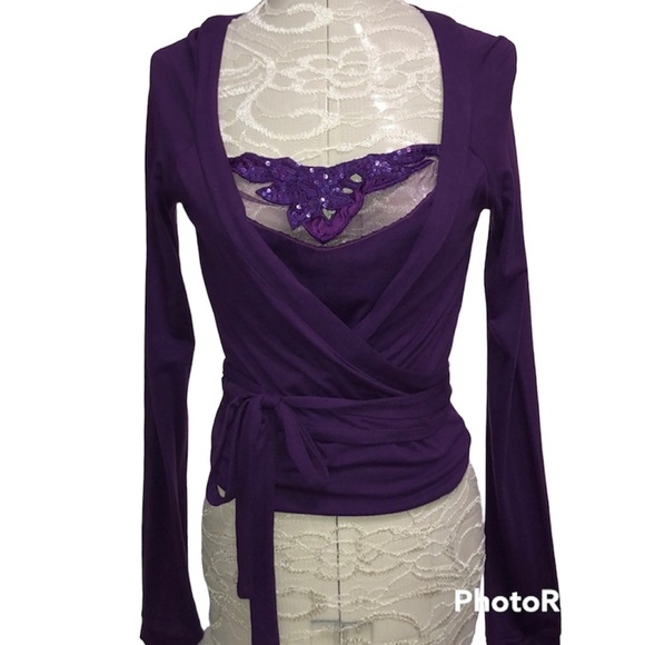 BCBGirls Tops - BCBGirls Purple Wrap Top